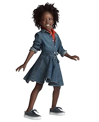 Toddler and Little Girls Belted Cotton Chino Shirtdress