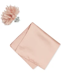 ConStruct Men's Solid Pocket Square & Lapel Pin Set