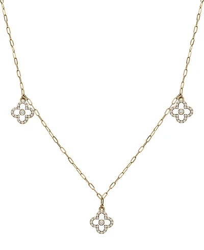 Wrapped Diamond & Enamel Quatrefoil Dangle 18" Collar Necklace (1/4 ct. t.w.) in 10k Gold, Created for Macy's