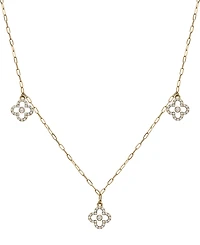Wrapped Diamond & Enamel Quatrefoil Dangle 18" Collar Necklace (1/4 ct. t.w.) in 10k Gold, Created for Macy's
