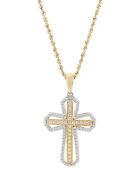Grown With Love Men's Lab Grown Diamond Cross 22" Pendant Necklace (1 ct. t.w.) in 14k Two-Tone Gold