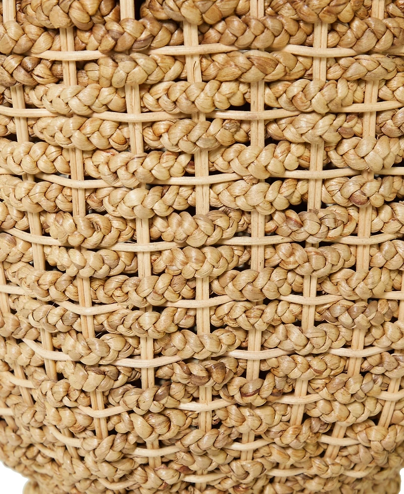 Rosemary Lane Handmade Woven Accent Table with Glass Top, 20" x 20" x 24"