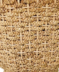 Rosemary Lane Handmade Woven Accent Table with Glass Top, 20" x 20" x 24"