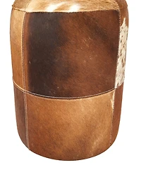 Rosemary Lane Leather Handmade Stool with Patchwork Pattern, 16" x