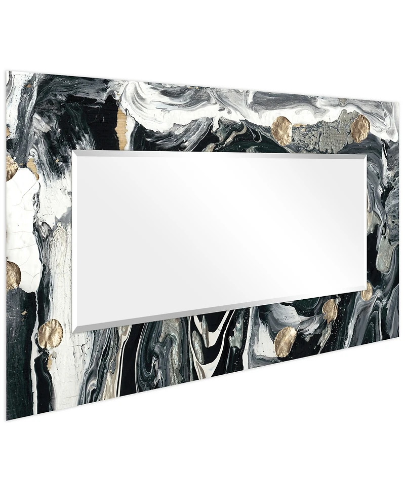 Empire Art Direct 'Ebony' Rectangular On Free Floating Printed Tempered Art Glass Beveled Mirror, 72" x 36"