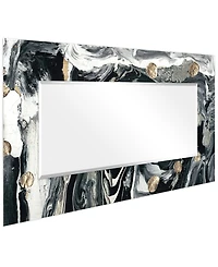 Empire Art Direct 'Ebony' Rectangular On Free Floating Printed Tempered Art Glass Beveled Mirror, 72" x 36"
