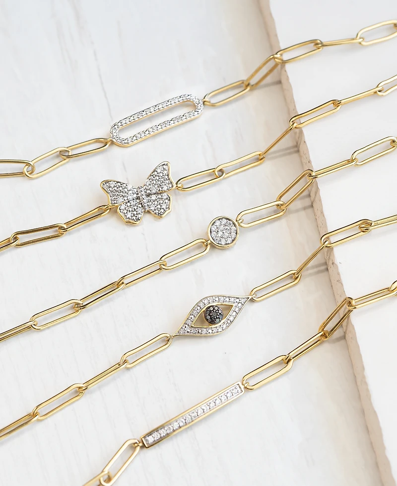 Diamond Elongated Pave Link Paperclip Link Bracelet (1/6 ct. t.w.) in 14k Gold-Plated Sterling Silver, Created for Macy's