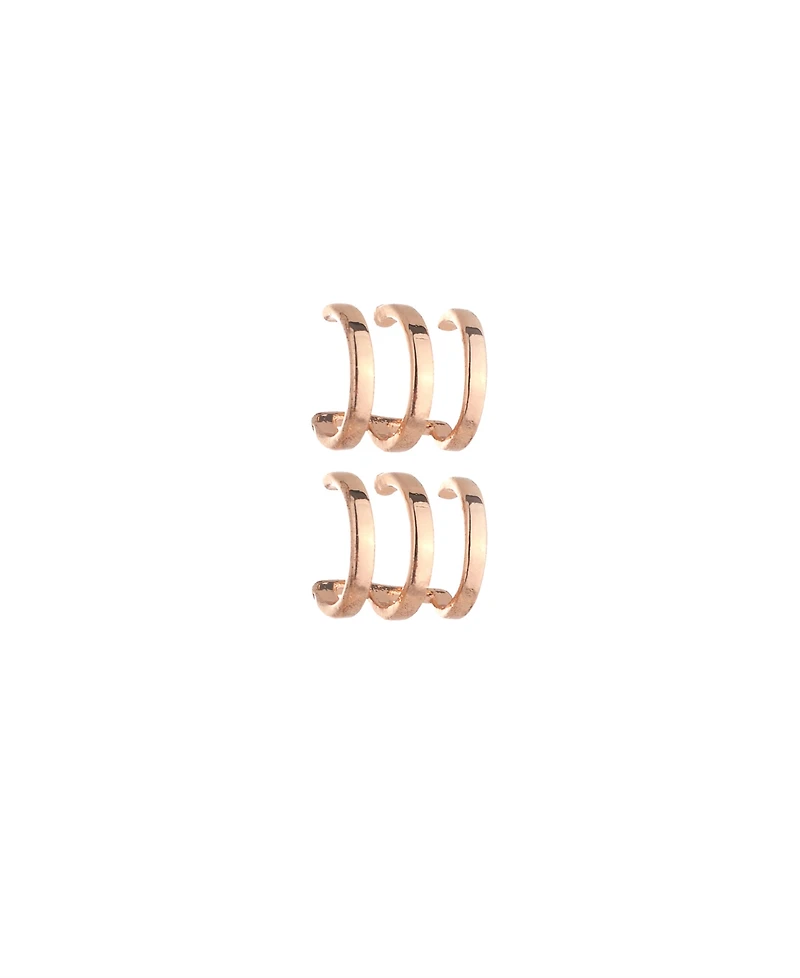Nicole Miller Crystal Stones with Gold-Tone Ear Cuff, Crawler and Hoop trio Earrings Set, 6 pieces