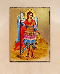 Designocracy Icon Saint Michael The Archangel Wall Art on Wood 8"