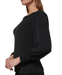 Dkny Petite Crewneck Long-Balloon-Sleeve Top