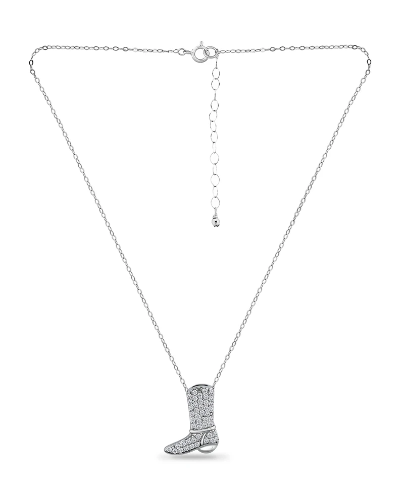 Giani Bernini Cubic Zirconia Pave Cowboy Boot Necklace in Sterling Silver