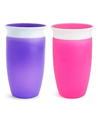 Munchkin Toddler Miracle 360 Sippy Cup, Pink/Purple, 10 Oz, 2 Count