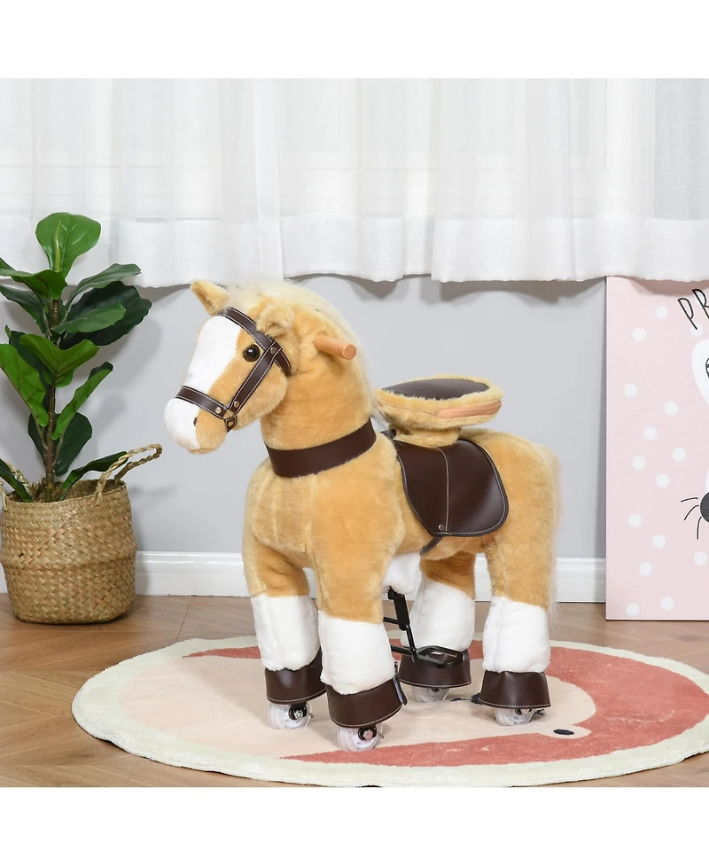 Qaba Kids Ride-on Walking Horse with Easy Rolling Wheels,