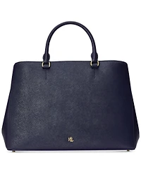 Lauren Ralph Crosshatch Leather Large Hanna Satchel