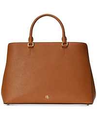 Lauren Ralph Crosshatch Leather Large Hanna Satchel