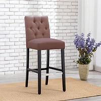 29" Upholstered Linen Fabric Tufted Bar Stool Chair