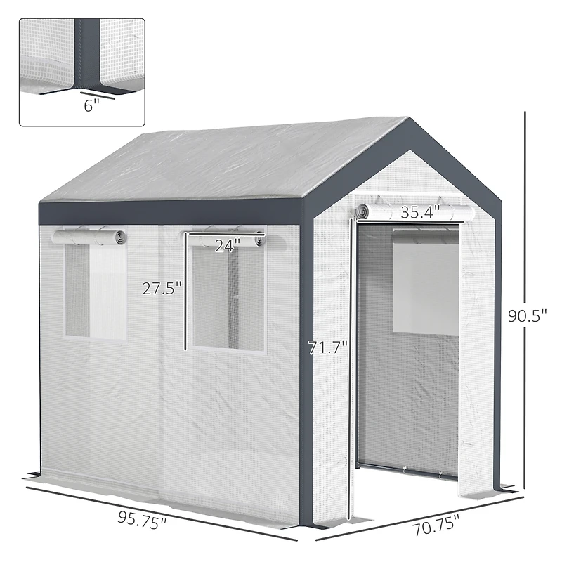 Outsunny 8' x 6' x 7.5' Steeple Walk-In house Tunnel Portable Garden Steel Frame