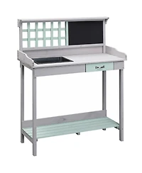 Outsunny Outdoor Wooden Potting Bench Table w/ Removable Sink Open Shelf Storage