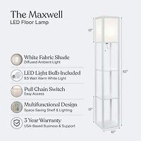 Maxwell 63" Led Shelf Column Floor Lamp with Lantern Shade