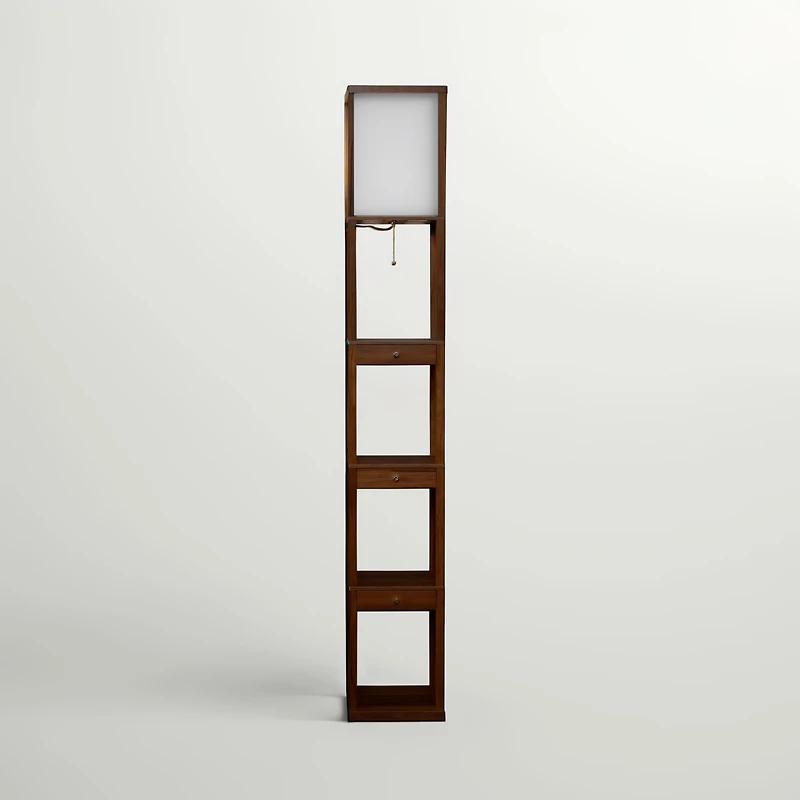 Maxwell Drawer 72" Led Shelf Floor Lamp with Lantern Shade