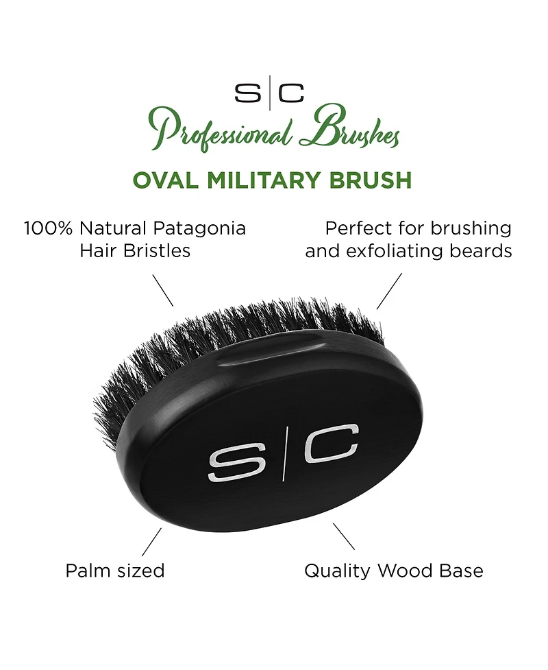 StyleCraft Professional Barber Oval Military-Inspired Hair Brush 100% Natural Boar Bristles with Wood Palm Handle