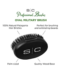 StyleCraft Professional Barber Oval Military-Inspired Hair Brush 100% Natural Boar Bristles with Wood Palm Handle