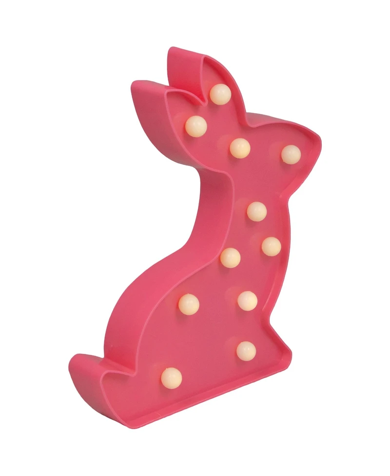 Led Lighted Pink Easter Bunny Marquee Wall Sign, 9.5"