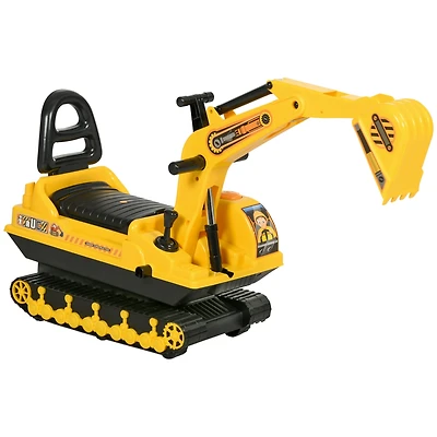 Qaba Kids Ride on Tractor with Storage, Excavator Scooter Gift for Kids