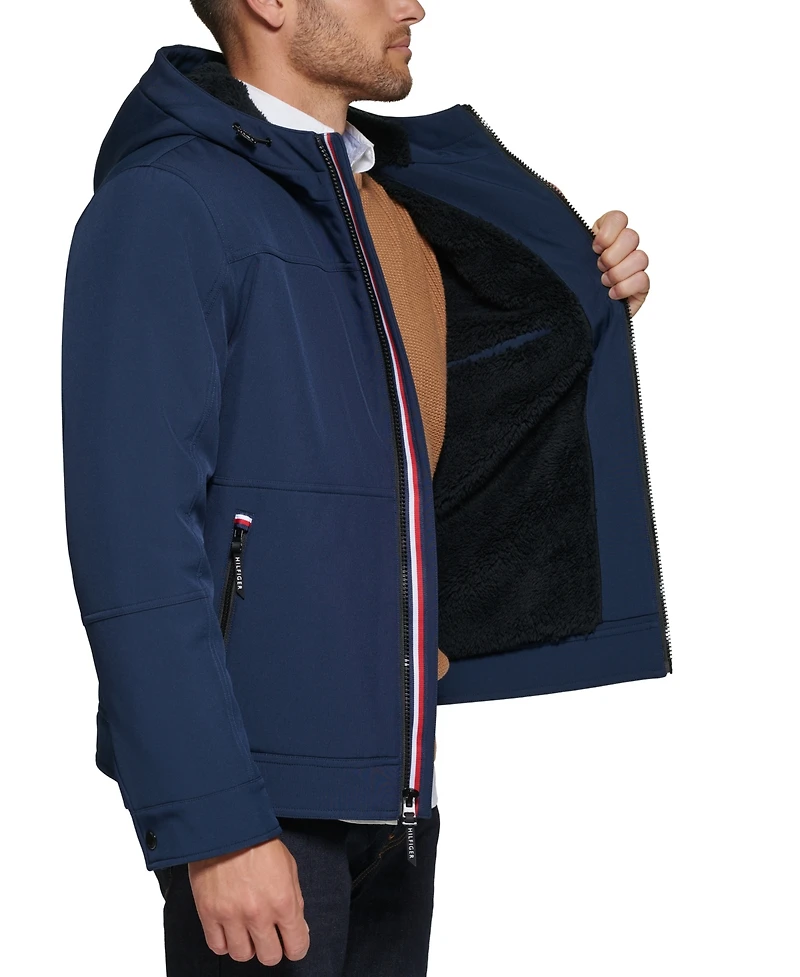 Tommy Hilfiger Men's Sherpa-Lined Softshell Hooded Jacket
