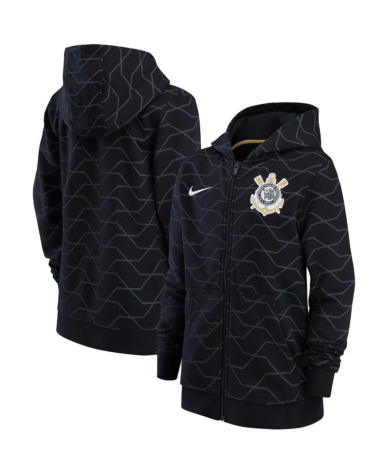 Big Boys Nike Black Corinthians Club Full-Zip Hoodie
