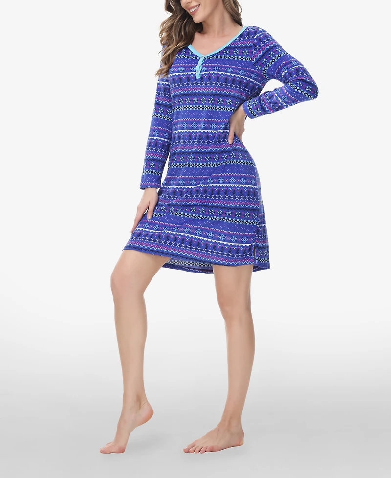 Ink+Ivy Women's Long Sleeve Henley Sleepshirt