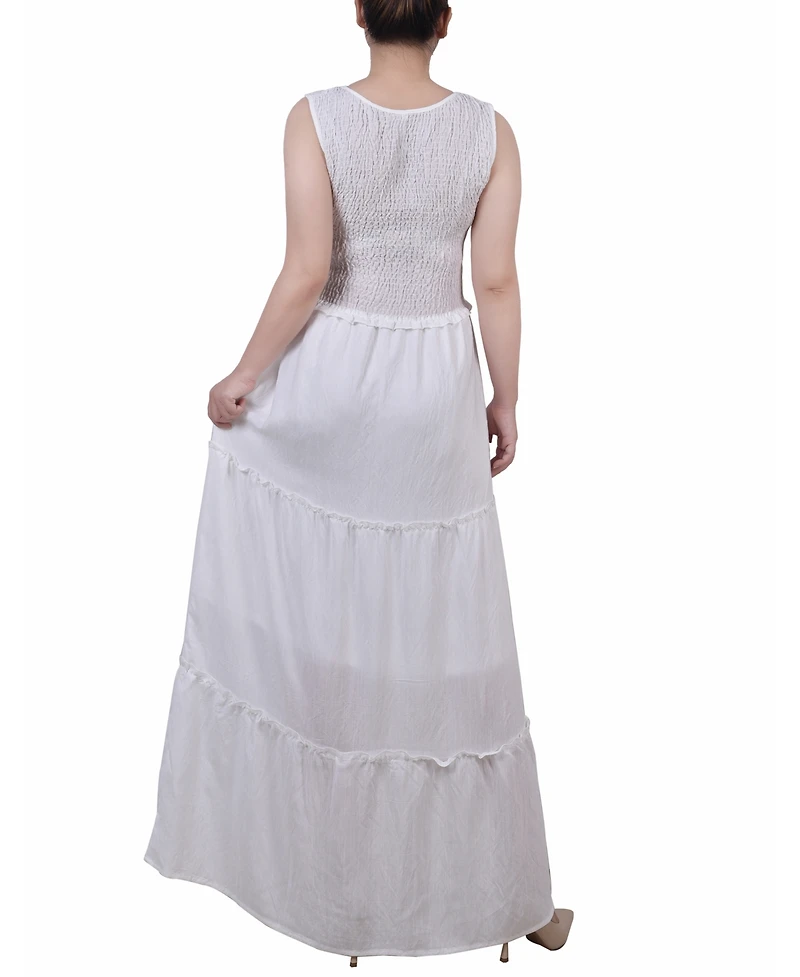 Ny Collection Petite Sleeveless Textured Tiered Maxi Dress