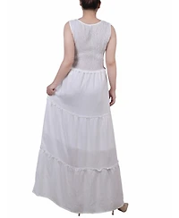 Ny Collection Petite Sleeveless Textured Tiered Maxi Dress