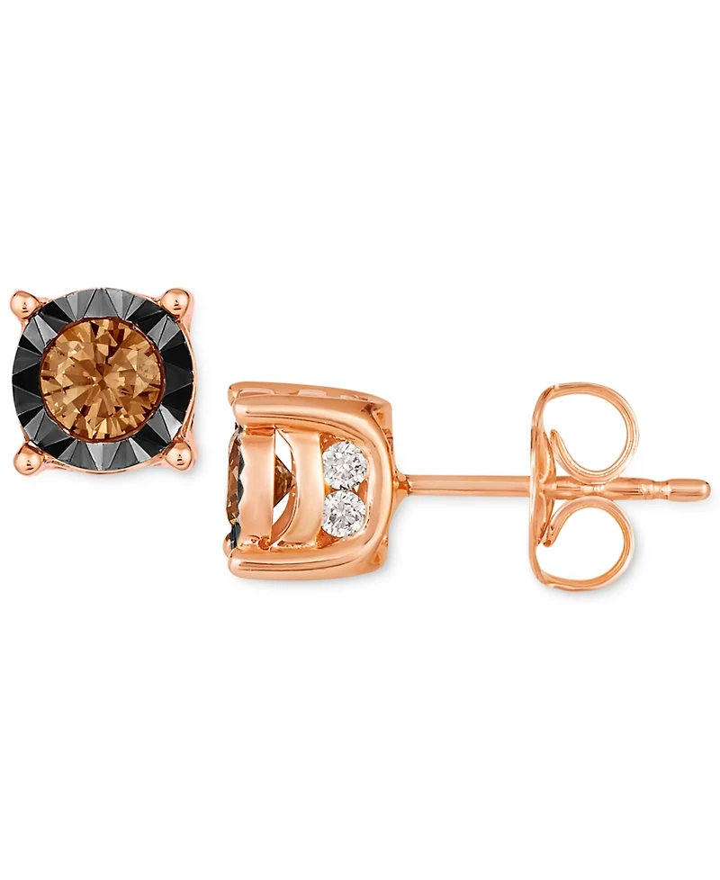 Le Vian Chocolate Diamond & Nude Stud Earrings (1/2 ct. t.w) 14k Rose Gold (Also Available White or Yellow Gold)