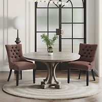 WestinTrends Upholstered Wingback Button Tufted Dining Chair Set of 2