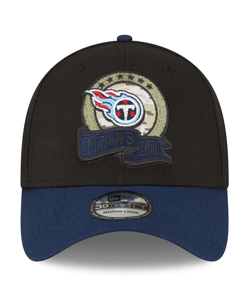 Men's New Era Black, Navy Tennessee Titans 2022 Salute To Service 39THIRTY Flex Hat