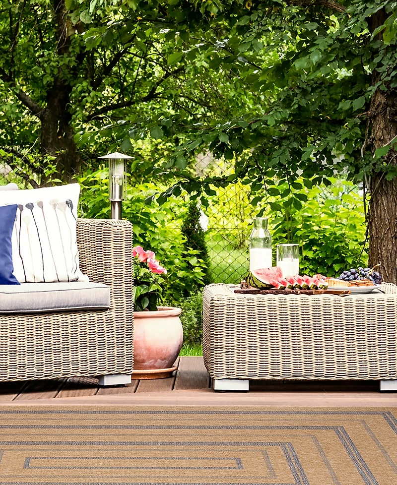 Liora Manne' Sahara Multi Border 6'6" x 9'3" Outdoor Area Rug