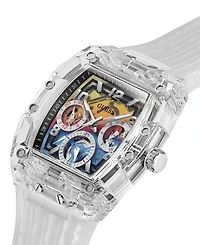 Guess Men's Clear Silicone Multi-Function Watch 44mm