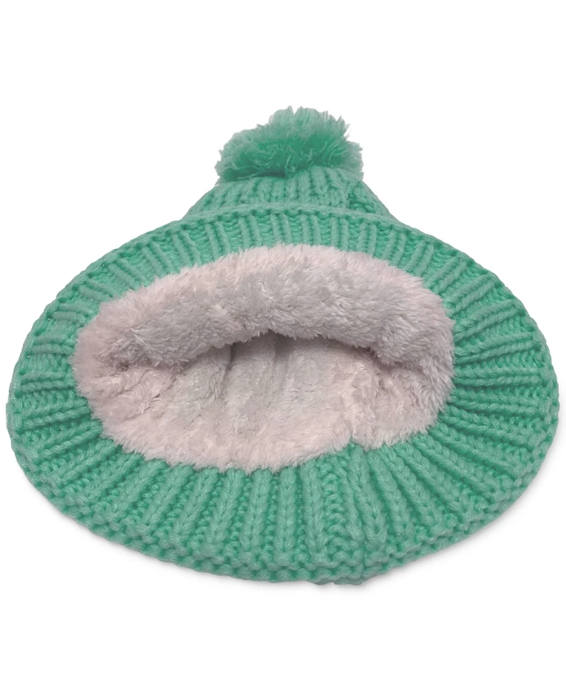 Angela & William Cable Pom Beanie with Sherpa Lining