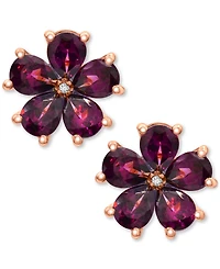 Amethyst (3-1/3 ct. t.w.) & Diamond Accent Flower Stud Earrings in Sterling Silver (Also in Rhodolite Garnet)
