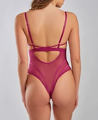 iCollection Women's Ruby Underwire Lace Bra Caged Front Teddy