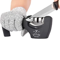 3 Stage Knife Sharpener and 1 Piece Cut-Resistant Glove