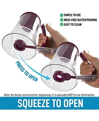 4 Cup Pancake Batter Dispenser with Squeeze Handle - Pancake Dispenser for Batter with Measuring Label