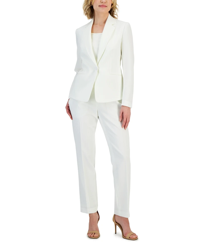 Le Suit Women's Crepe One-Button Pantsuit Set