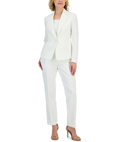 Le Suit Women's Crepe One-Button Pantsuit Set