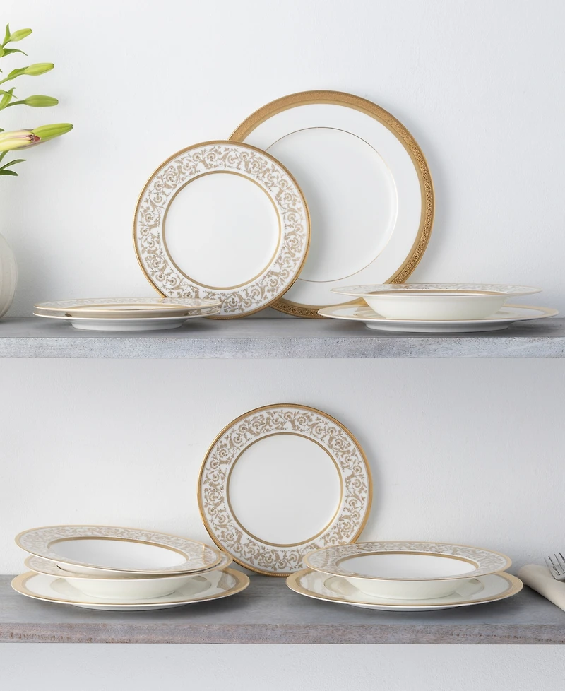 Noritake Summit Gold 12-Piece Dinnerware Set, Service for 4