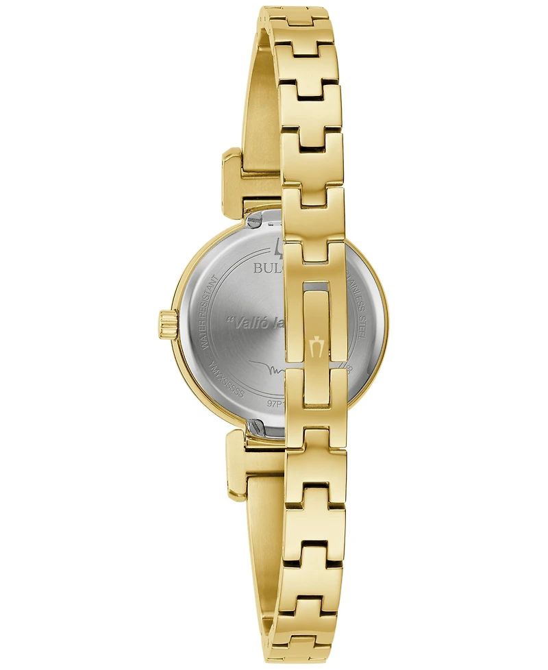 Bulova x Marc Anthony Women's Modern Diamond Accent Gold Gold-Tone Stainless Steel Bangle Bracelet Watch 26mm