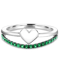 Emerald & Polished Heart Split Shank Ring (3/8 ct. t.w.) Sterling Silver (Also Ruby)