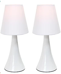 Simple Designs Valencia Colors 2 Pack Mini Touch Table Lamp Set with Fabric Shades