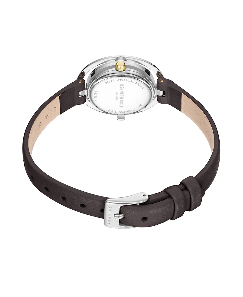 Kenneth Cole New York Women's Transparency Dial Brown Genuine Leather Strap Watch 32mm